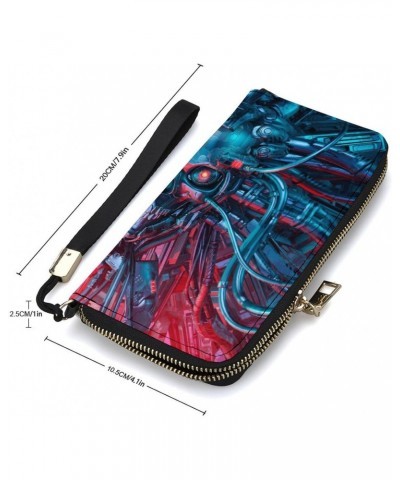 Scary Robotic Skull Wristlet Wallet Leather Long Card Holder Purse Slim Clutch Handbag for Women $25.97 Wristlets