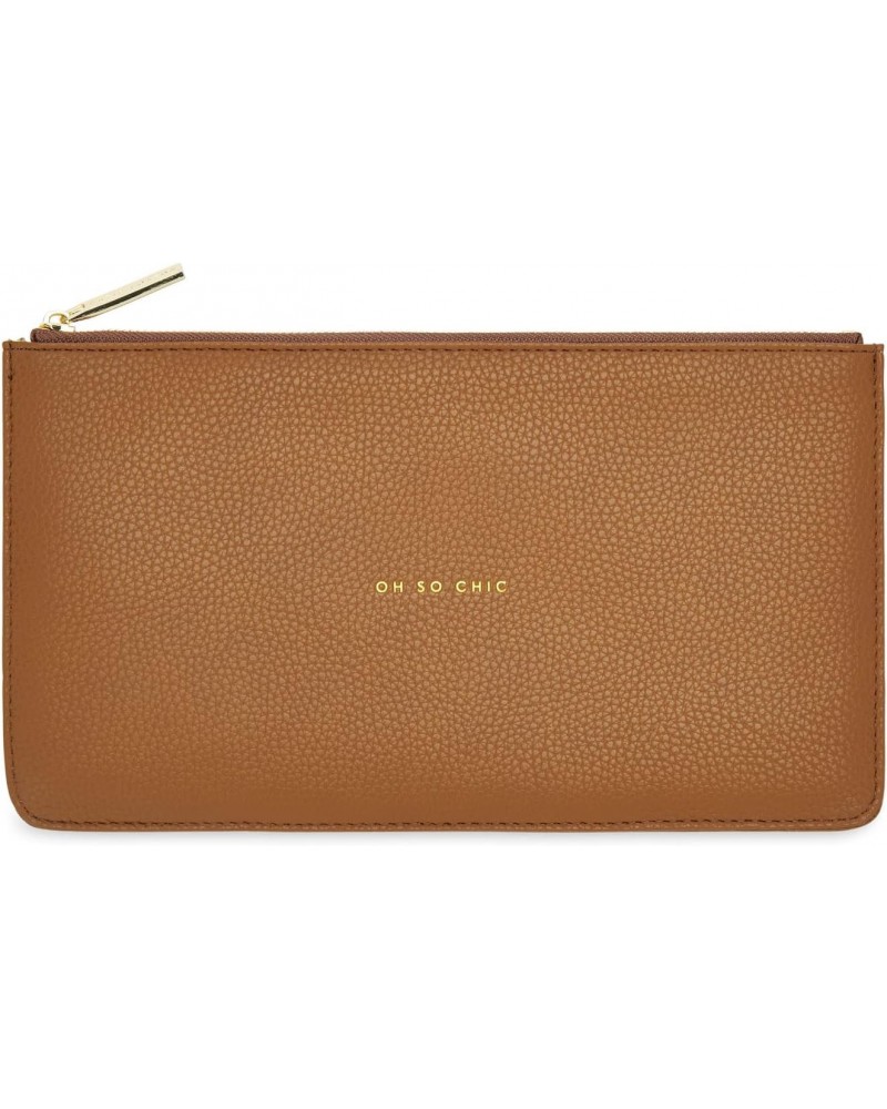 Oh So Chic Womens Vegan Leather Sentiment Slim Perfect Pouch Tan $16.50 Clutches