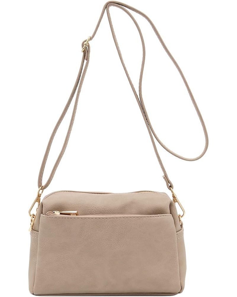 Triple Zip Small Crossbody Bag Beige Brick $12.87 Crossbody Bags