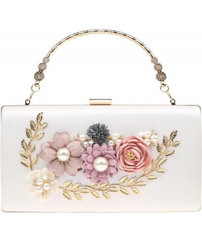 Women's Evening Bag Flower Wedding Evening Clutch Purse Floral Small Handbag Silver $20.12 Evening Bags