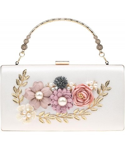 Women's Evening Bag Flower Wedding Evening Clutch Purse Floral Small Handbag Silver $20.12 Evening Bags