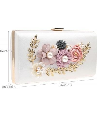 Women's Evening Bag Flower Wedding Evening Clutch Purse Floral Small Handbag Silver $20.12 Evening Bags