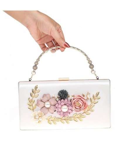 Women's Evening Bag Flower Wedding Evening Clutch Purse Floral Small Handbag Silver $20.12 Evening Bags