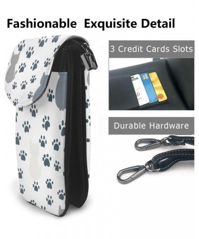 Cat Silhouette and Cat Paws Pattern Crossbody Wallet Phone Bag for Women Mini Shoulder Bag Cell Phone Purse $17.33 Crossbody ...