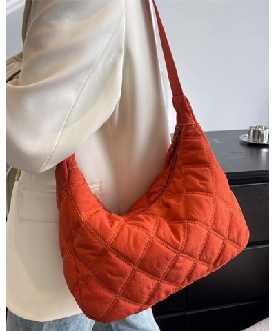 Women's Hobo Bag Puffer Totes Fashion Quilted Shoulder Crossbody Bag Solid Color Rhombus Down Padded Handbag Dumpling Purse O...