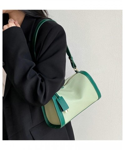 Women Pillow Purse Shoulder Bag Trendy Color Contrast PU Leather Tte Bag Vintage Hobo Crossbody Bag 2024 Green $37.88 Totes