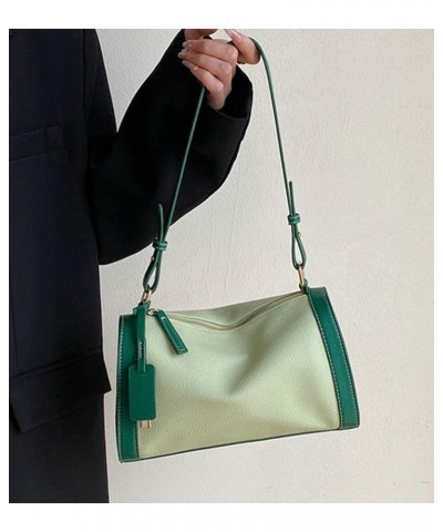 Women Pillow Purse Shoulder Bag Trendy Color Contrast PU Leather Tte Bag Vintage Hobo Crossbody Bag 2024 Green $37.88 Totes