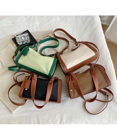 Women Pillow Purse Shoulder Bag Trendy Color Contrast PU Leather Tte Bag Vintage Hobo Crossbody Bag 2024 Green $37.88 Totes