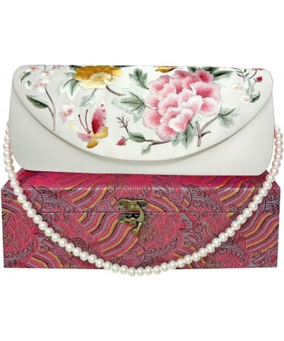 Woman Chinese style Chinese clutch bag Silk banquet clutch White $67.65 Evening Bags