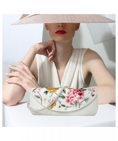 Woman Chinese style Chinese clutch bag Silk banquet clutch White $67.65 Evening Bags