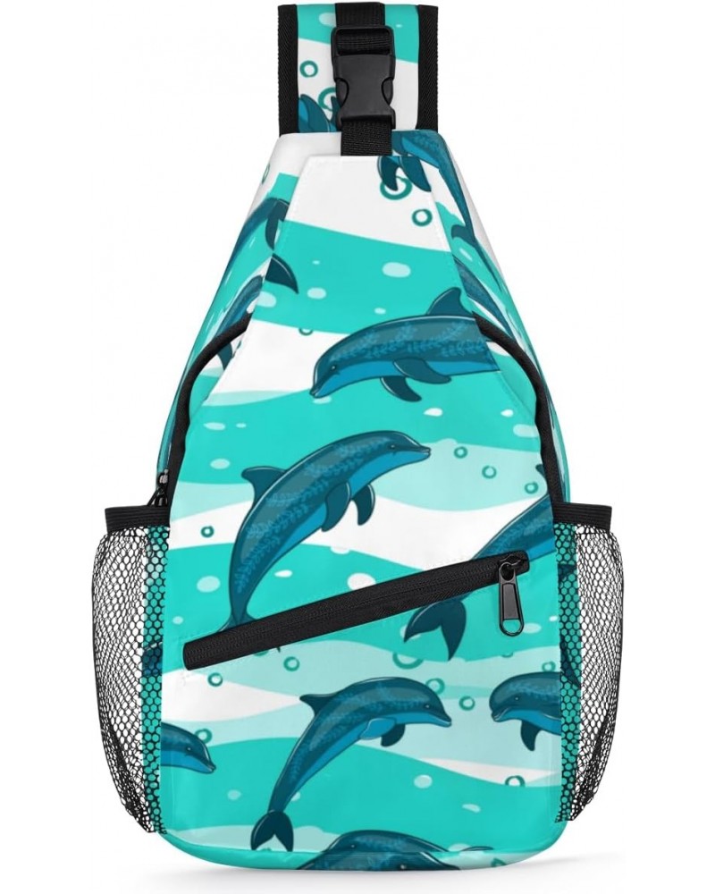 Cute Dolphins Sling Bag for Women Crossbody Backpack Purse Shoulder Casual Daypack Cross Body Bags for Travel Cycling Hiking ...