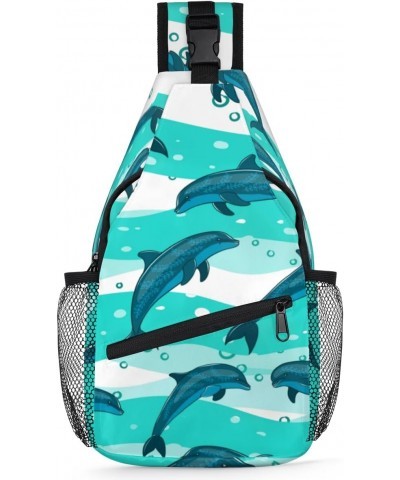 Cute Dolphins Sling Bag for Women Crossbody Backpack Purse Shoulder Casual Daypack Cross Body Bags for Travel Cycling Hiking ...