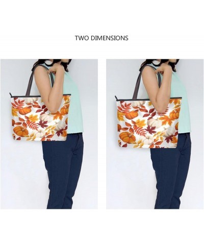 Pattern Tote Bag for Women with Zipper Pocket Polyester Tote Purse Pattern Handbag Pattern Tote Purse Fall 4 $17.25 Totes