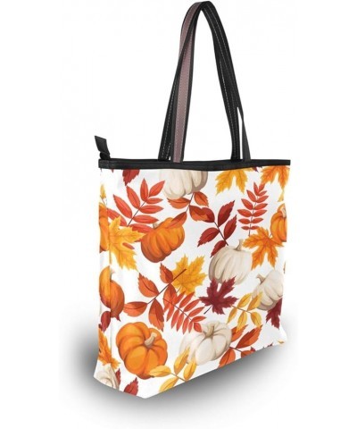 Pattern Tote Bag for Women with Zipper Pocket Polyester Tote Purse Pattern Handbag Pattern Tote Purse Fall 4 $17.25 Totes