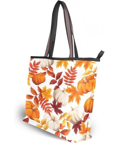 Pattern Tote Bag for Women with Zipper Pocket Polyester Tote Purse Pattern Handbag Pattern Tote Purse Fall 4 $17.25 Totes