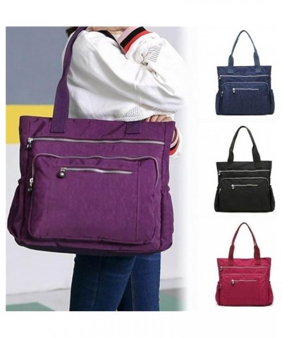 Casual Women Multi Pocket Zip Handbag Nylon Shoulder Storage Bag Weekend Tote Bag for Women (Purple, One Size) Red $29.52 Totes