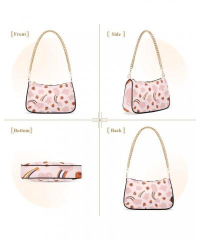 Shoulder Bag for Women Purse Clutch Rainbow Pink Clouds Strawberry Chain Shoulder Tote Handbag with Zipper Closure(238ya4a) $...