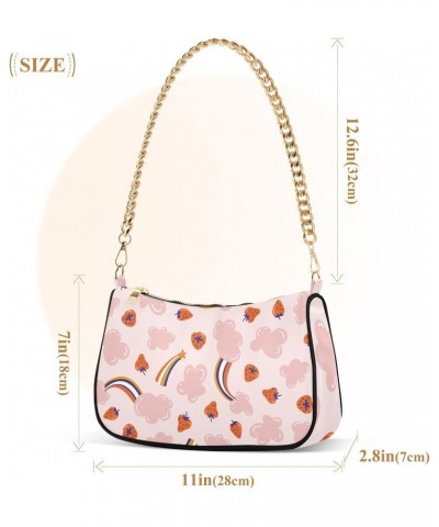 Shoulder Bag for Women Purse Clutch Rainbow Pink Clouds Strawberry Chain Shoulder Tote Handbag with Zipper Closure(238ya4a) $...