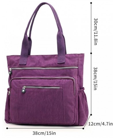 Casual Women Multi Pocket Zip Handbag Nylon Shoulder Storage Bag Weekend Tote Bag for Women (Purple, One Size) Red $29.52 Totes