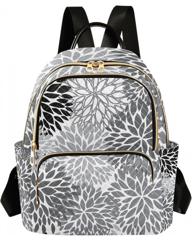 Small Backpack for Women Travel Bag Grey Black Floral Daypack Purse Fashion Shoulder Bag Rucksack Medium A245 $12.74 Backpacks