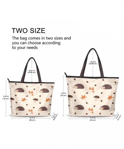 Maple Leaf Mushroom Hedgehogs Women Tote Bag Handbag Large Capacity Shoulder Bags $10.99 Shoulder Bags