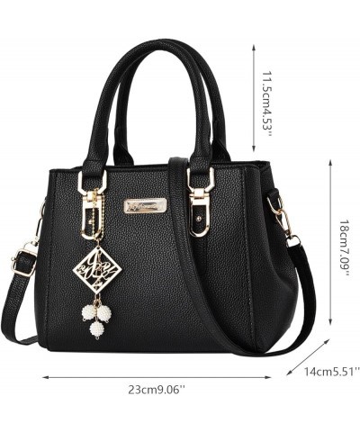 Women Fashion Handbag Purses Crossbody PU Leather Satchel Shoulder Messenger Bags Tote Purse Large Capacity Handbag Black $4....