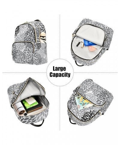 Small Backpack for Women Travel Bag Grey Black Floral Daypack Purse Fashion Shoulder Bag Rucksack Medium A245 $12.74 Backpacks