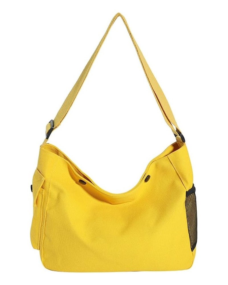 Womens Totes Shoulder Bag Hobo Canvas Tote Bag Handbag Retro Bag Solid Color Candy Color Yellow $15.11 Totes