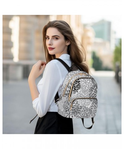 Small Backpack for Women Travel Bag Grey Black Floral Daypack Purse Fashion Shoulder Bag Rucksack Medium A245 $12.74 Backpacks