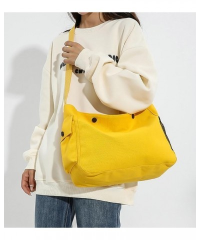 Womens Totes Shoulder Bag Hobo Canvas Tote Bag Handbag Retro Bag Solid Color Candy Color Yellow $15.11 Totes