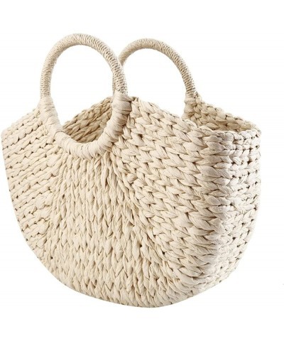 Women Woven Handbag Rattan Wicker Straw Half Round Bag Fashion Large Capacity Female Casual Travel Tote Beige $14.01 Totes