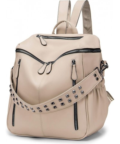 Women Backpack Purse Fashion Leather Large Ladies Shoulder Bags Travel Backpack Purse for Women Ab-creamy White $18.45 Backpacks