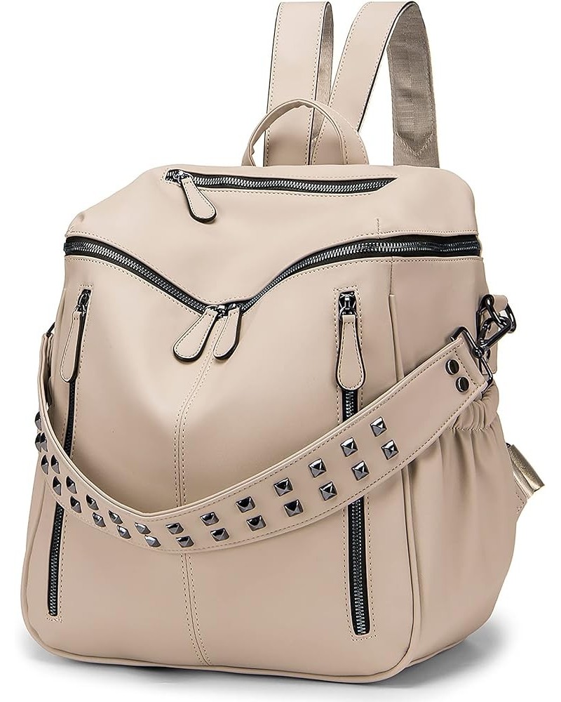 Women Backpack Purse Fashion Leather Large Ladies Shoulder Bags Travel Backpack Purse for Women Ab-creamy White $18.45 Backpacks