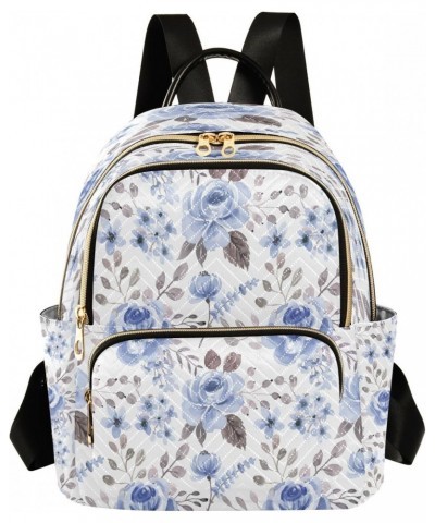 Floral Blue Flower Watercolor Seamless Backpack for Women Purse Bag Travel Handbag Shoulder Bag $14.70 Backpacks