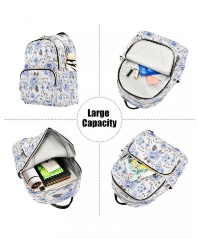 Floral Blue Flower Watercolor Seamless Backpack for Women Purse Bag Travel Handbag Shoulder Bag $14.70 Backpacks