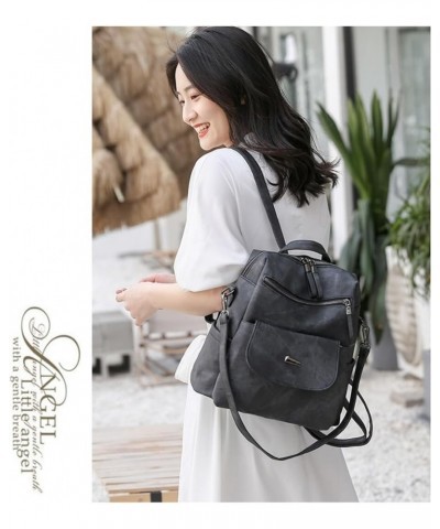 Large Backpack for Women Retro Leather Purse Multi-functional Daypack Shoulder Bag Office Kihaki $26.11 Backpacks