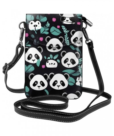 women Small Cell Phone Purse Panda cute face pattern Soft, durable and waterproof PU leather Convenient for daily use and tra...