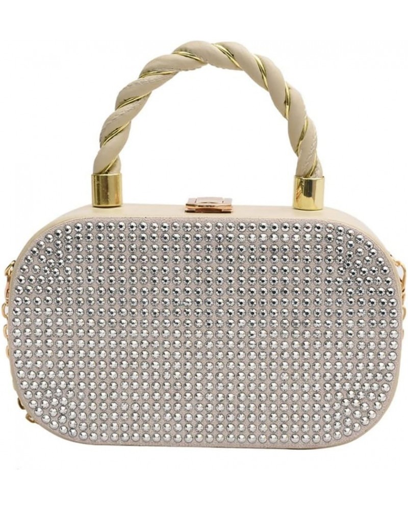 Rhinestones Oval Box Shape Party Clutch Evening Top-Handle Chain Shoulder Bag (green) White $21.15 Evening Bags