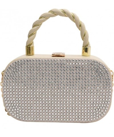 Rhinestones Oval Box Shape Party Clutch Evening Top-Handle Chain Shoulder Bag (green) White $21.15 Evening Bags