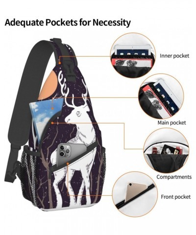 Christmas Reindeer and Snowy Forest Moon Snow Landscape Sling Bag Crossbody Sling Backpack Shoulder Bag Outdoor Travel Hiking...