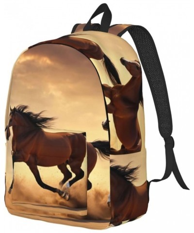 Horse Stripes Pattern Print Casual Double Shoulder Daypack,Anti-Theft Travel Canvas Backpack For Men And Women Black Small $1...