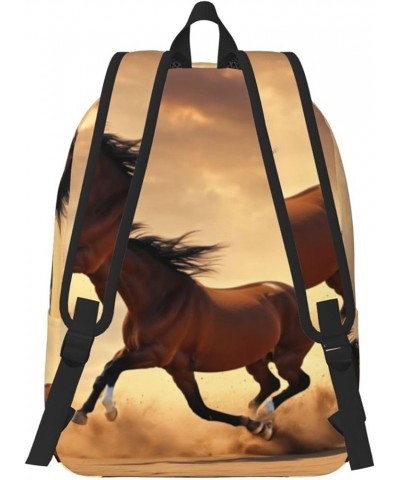 Horse Stripes Pattern Print Casual Double Shoulder Daypack,Anti-Theft Travel Canvas Backpack For Men And Women Black Small $1...