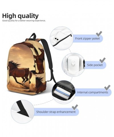 Horse Stripes Pattern Print Casual Double Shoulder Daypack,Anti-Theft Travel Canvas Backpack For Men And Women Black Small $1...