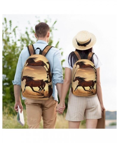 Horse Stripes Pattern Print Casual Double Shoulder Daypack,Anti-Theft Travel Canvas Backpack For Men And Women Black Small $1...