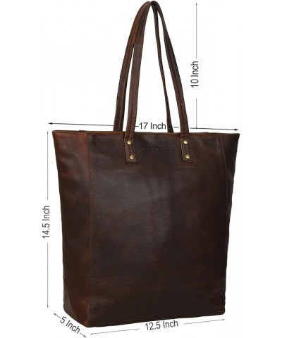 Ava Leather Tote/Top Handle Shoulder Bag for Women Oily Wash Brown $34.65 Shoulder Bags