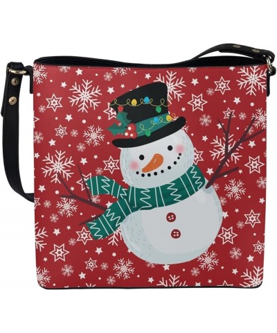 Women's Leather Handbags Purse with Buckle Large Capacity Crossbody Bags Christmas Snowman and Reindeer $25.45 Totes