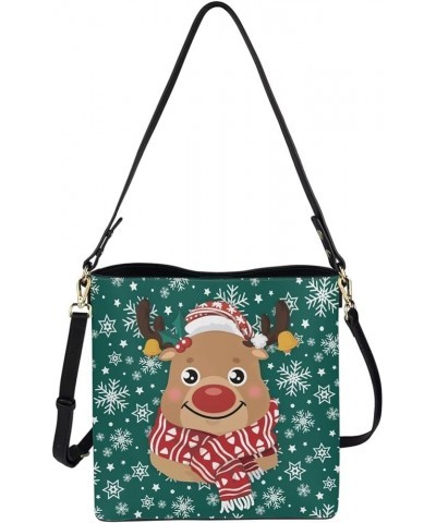 Women's Leather Handbags Purse with Buckle Large Capacity Crossbody Bags Christmas Snowman and Reindeer $25.45 Totes