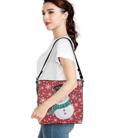 Women's Leather Handbags Purse with Buckle Large Capacity Crossbody Bags Christmas Snowman and Reindeer $25.45 Totes