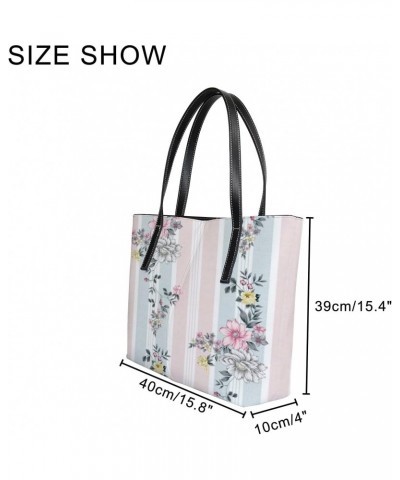 Fashionable women's handbag tote bag, Seamless Flower and Stripesprinted shoulder bag is light and durable $22.87 Shoulder Bags