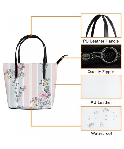 Fashionable women's handbag tote bag, Seamless Flower and Stripesprinted shoulder bag is light and durable $22.87 Shoulder Bags